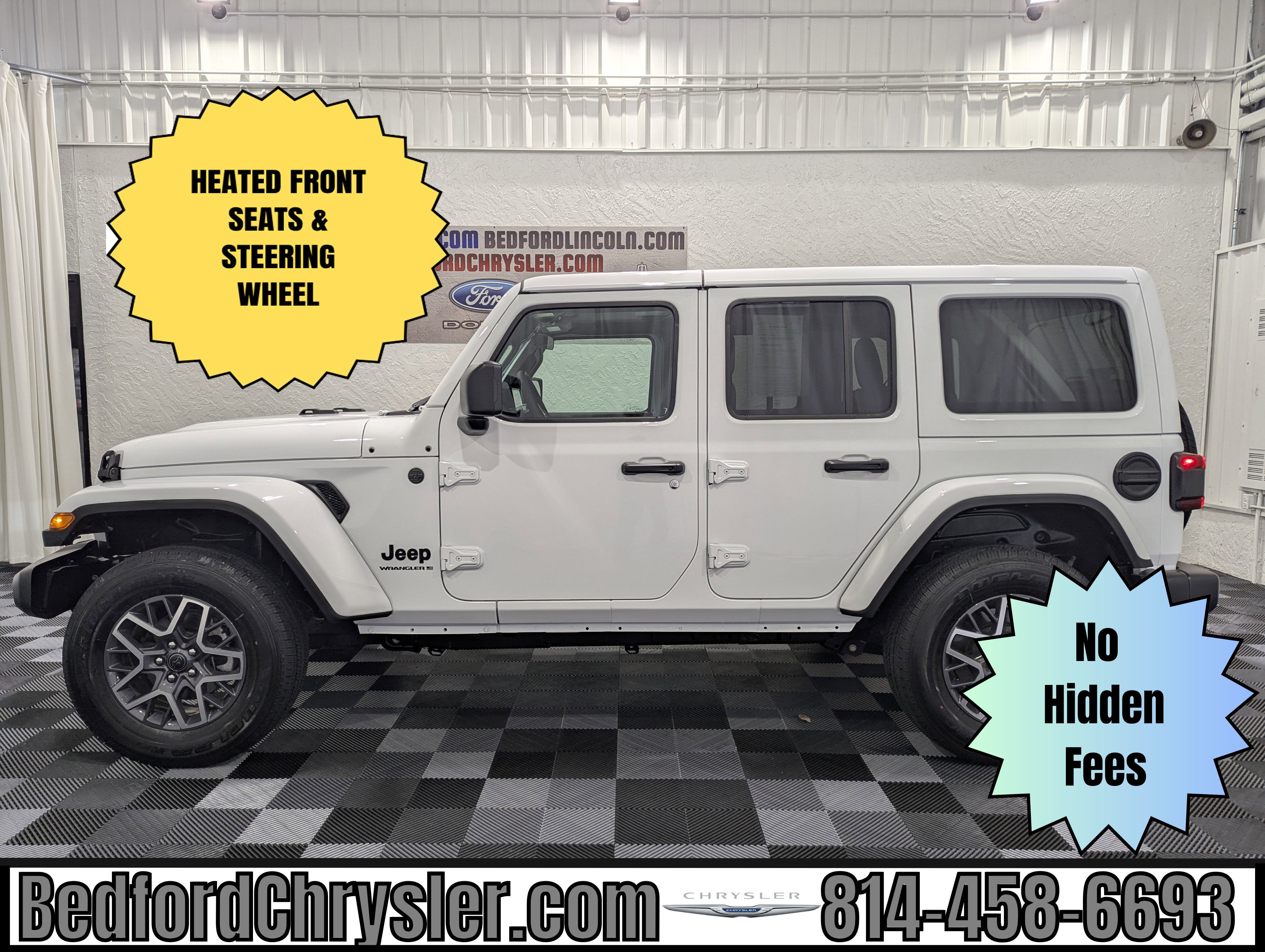 2026 Jeep Wrangler 4-Door Sahara 4x4 in Bright White Clearcoat — front three-quarter view