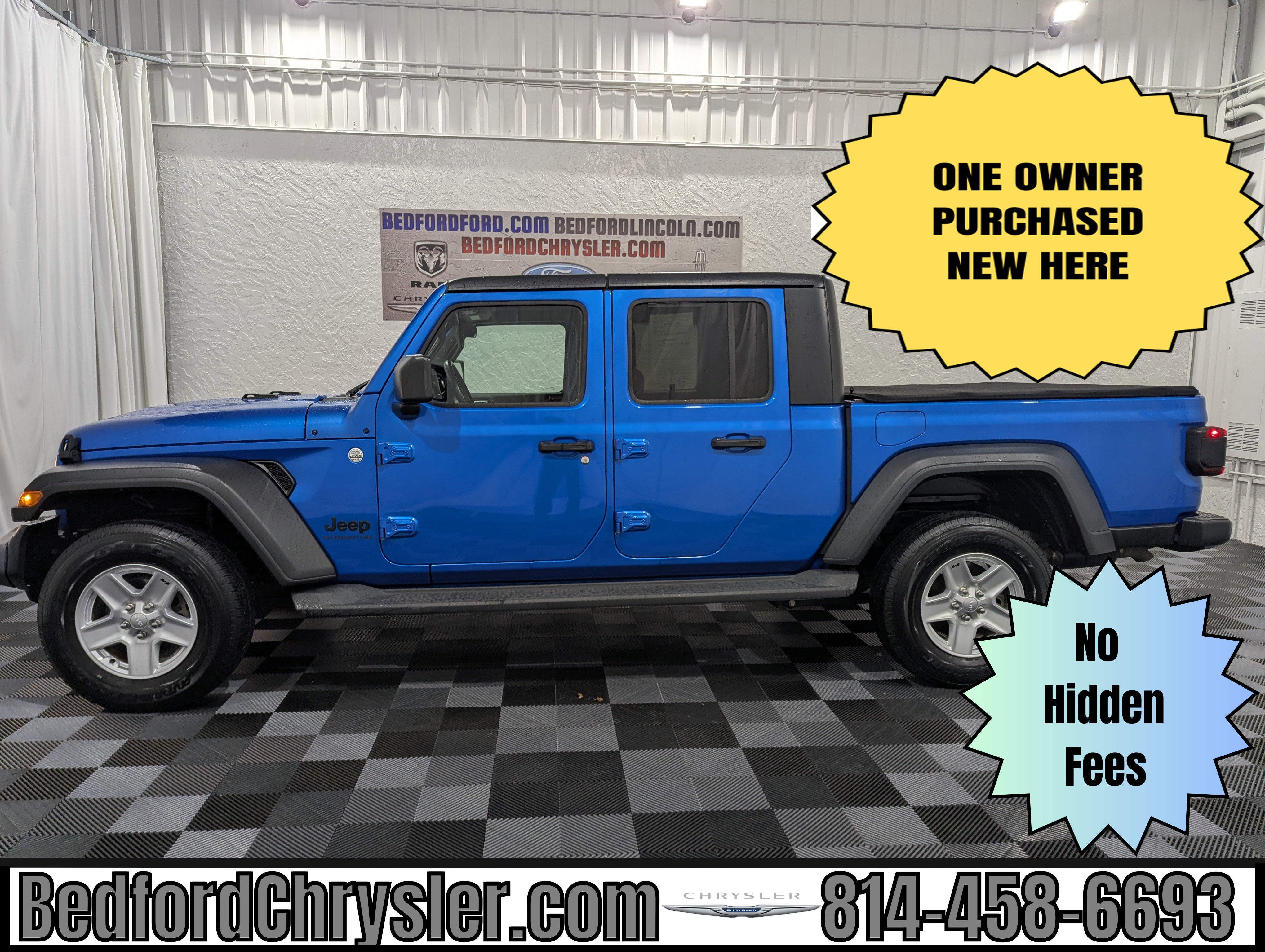 2020 Jeep Gladiator Sport S 4x4 in Hydro Blue Pearlcoat — front three-quarter view
