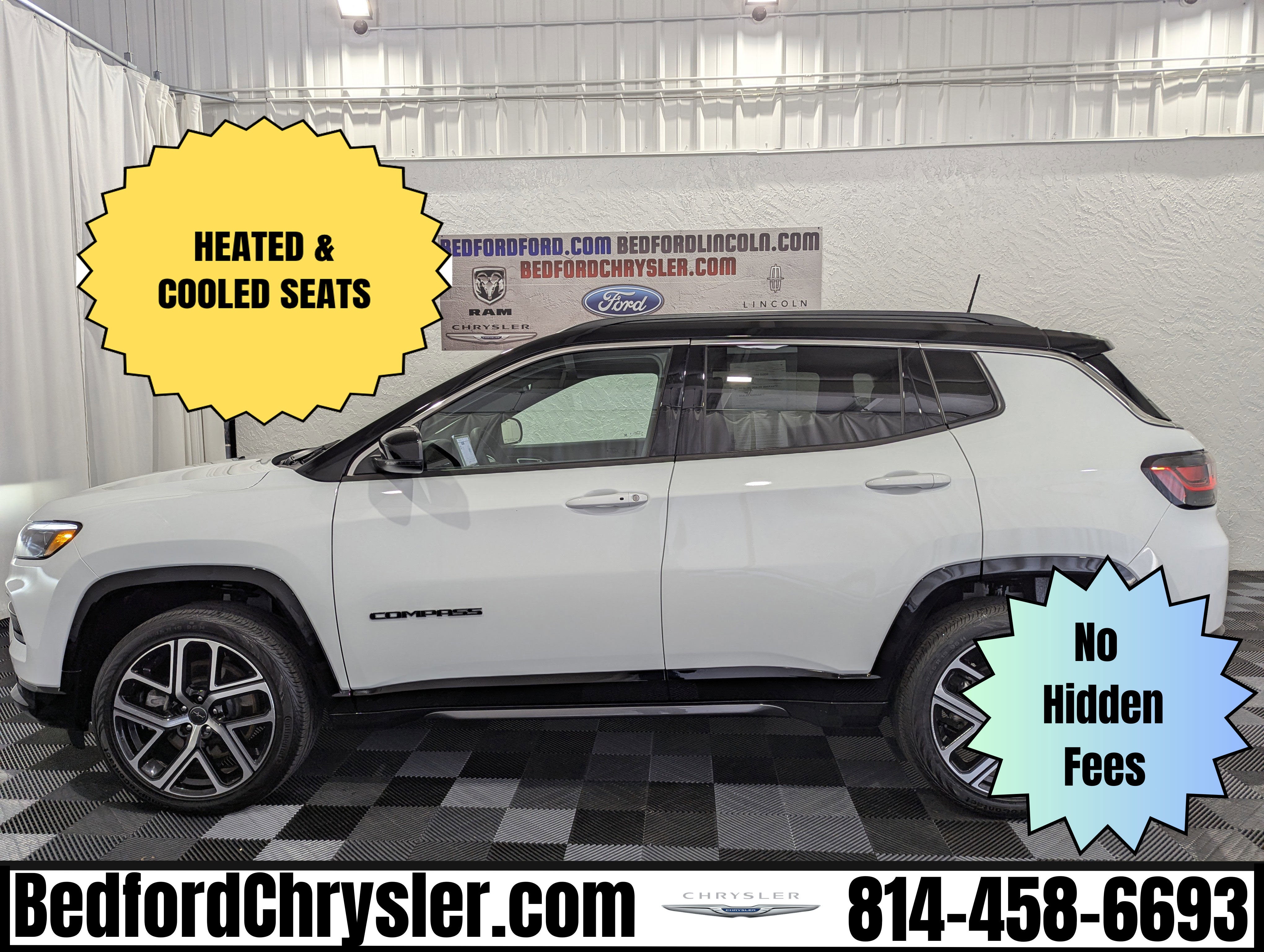 2025 Jeep Compass Limited 4x4 in Bright White Clearcoat — front three-quarter view