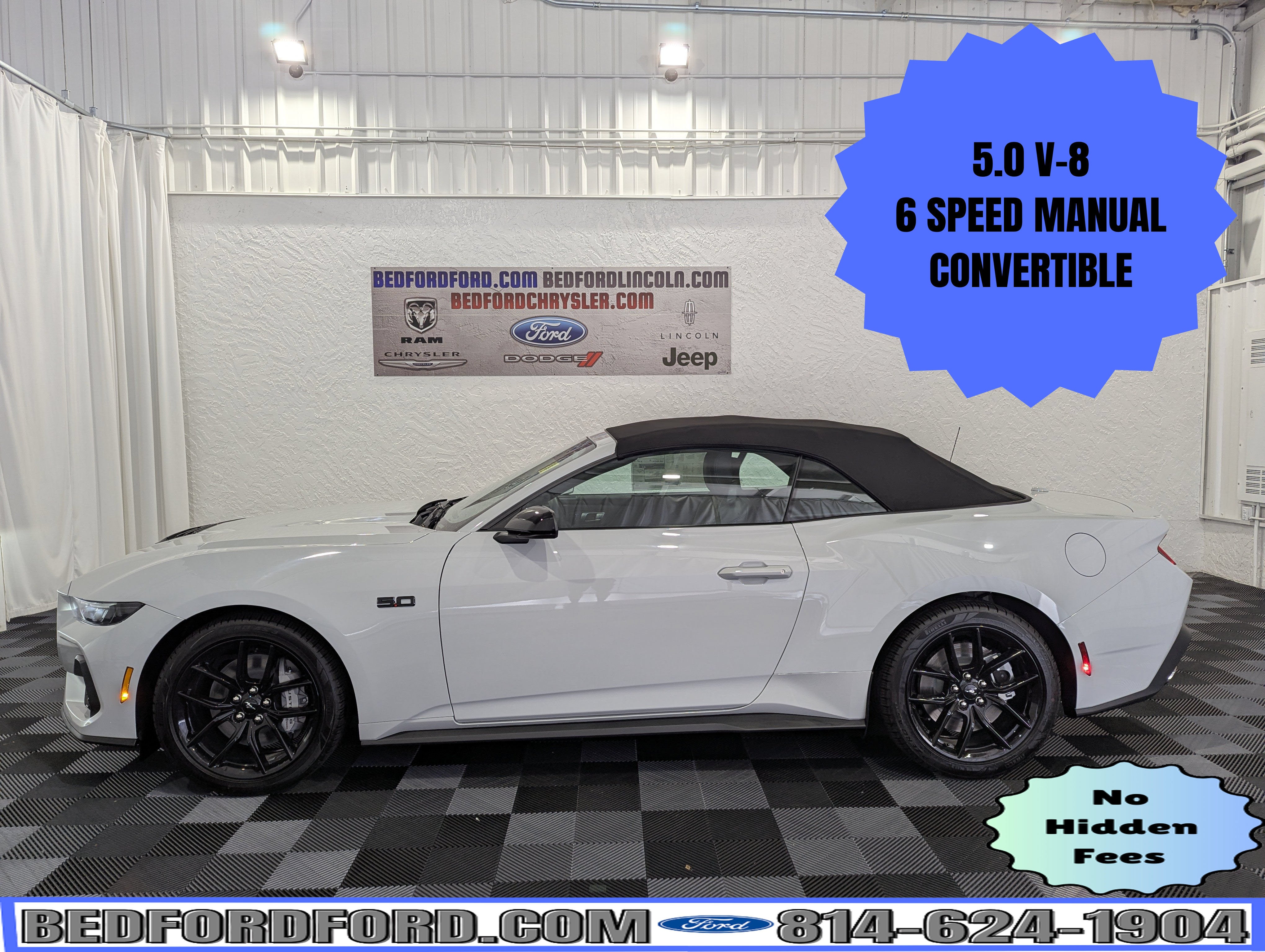 2026 Ford Mustang GT Premium Convertible in Avalanche Gray — front three-quarter view
