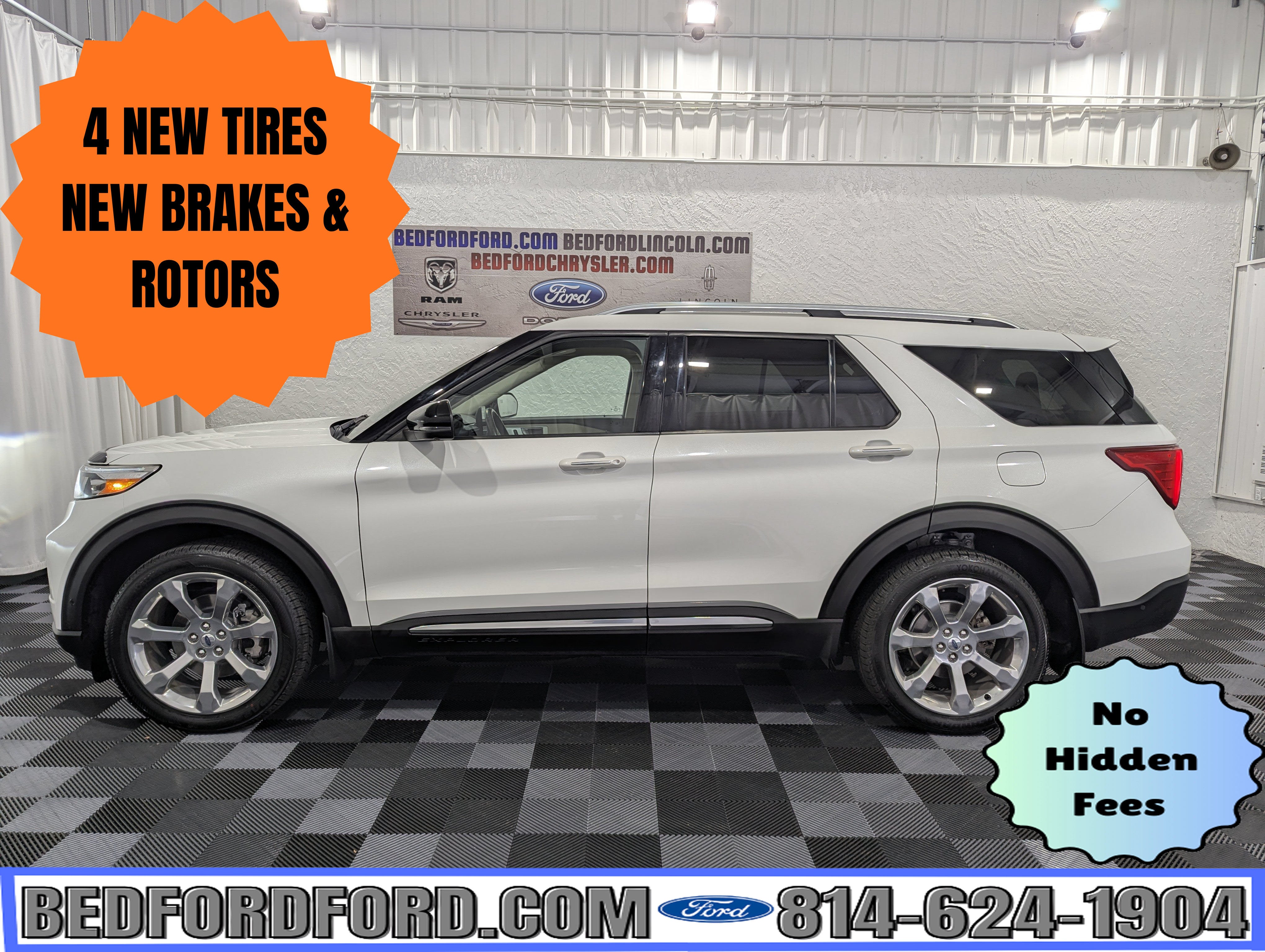 2020 Ford Explorer Platinum 4x4 in Star White Metallic — front three-quarter view