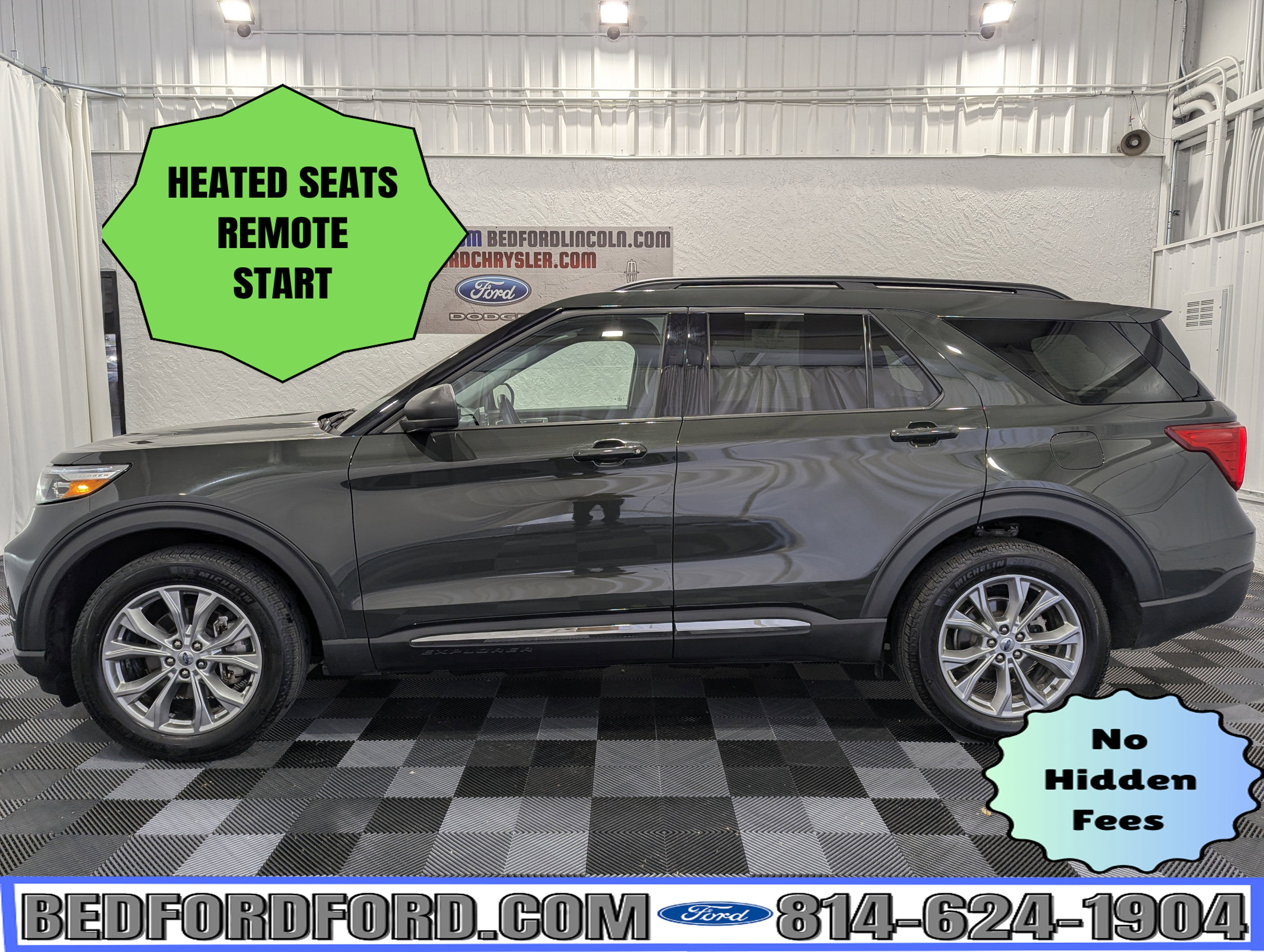 2024 Ford Explorer XLT 4x4 in Forged Green Metallic — front three-quarter view
