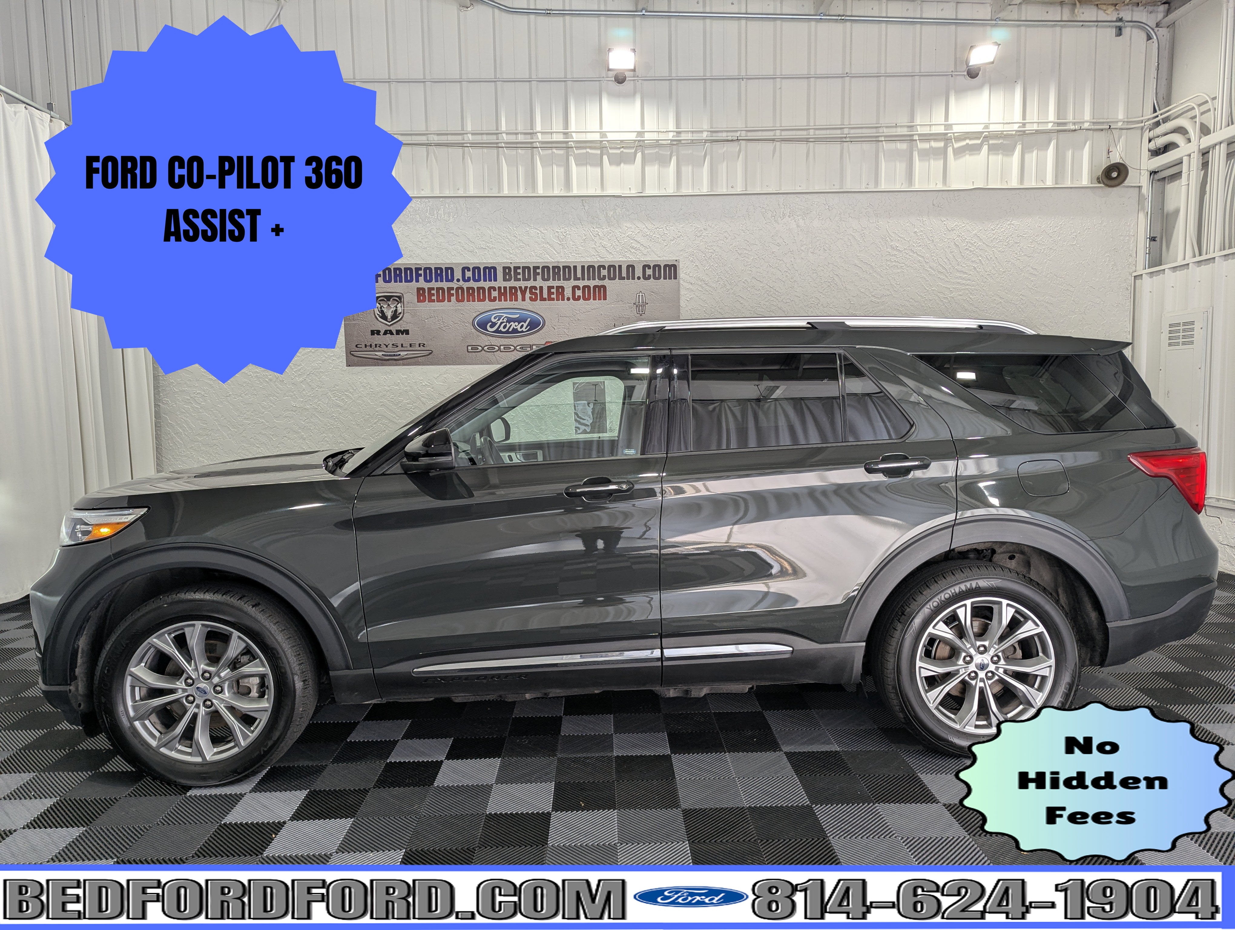 2023 Ford Explorer Limited 4x4 in Forged Green Metallic — front three-quarter view