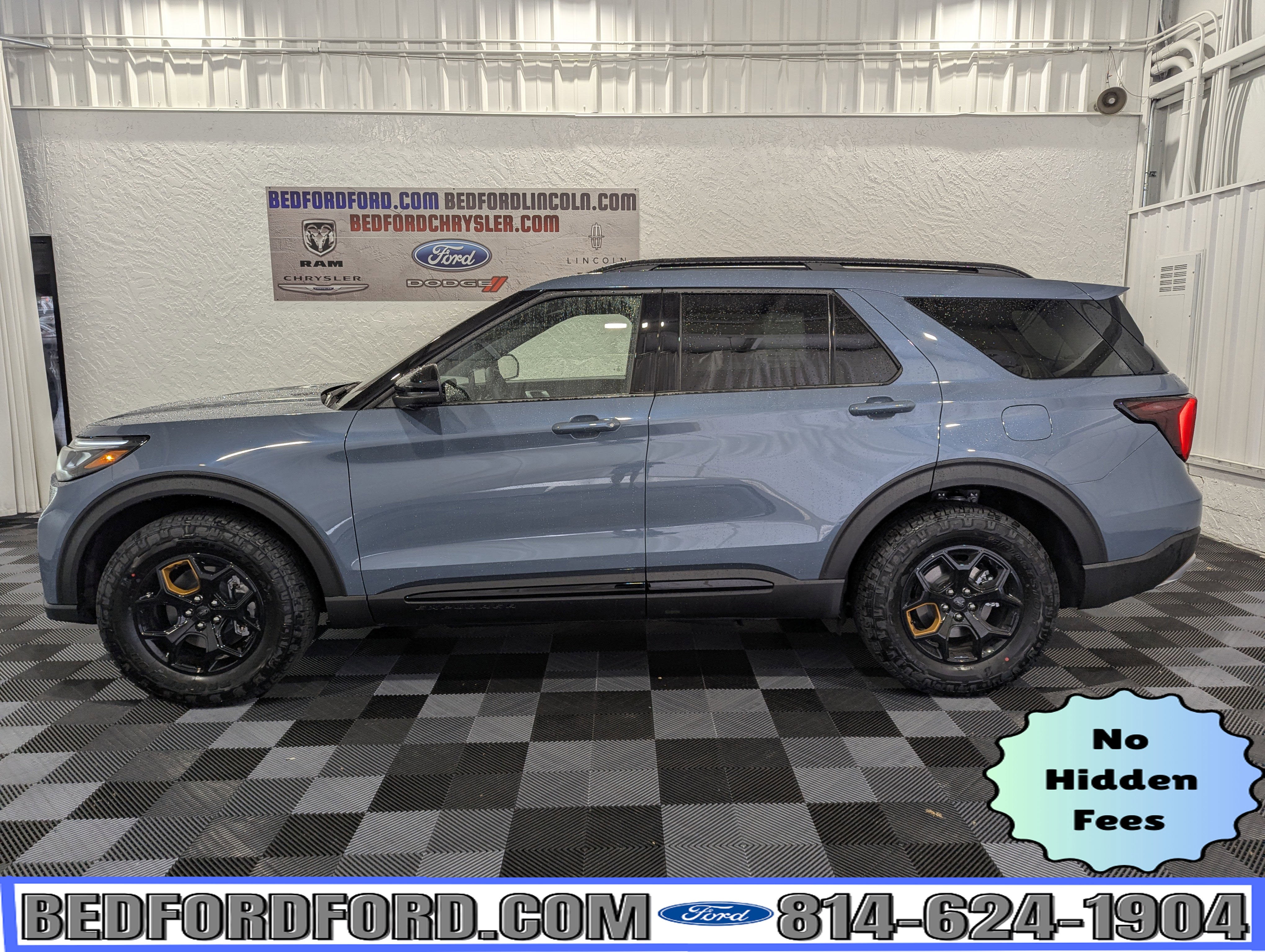 2026 Ford Explorer Tremor 4x4 in Vapor Blue — front three-quarter view
