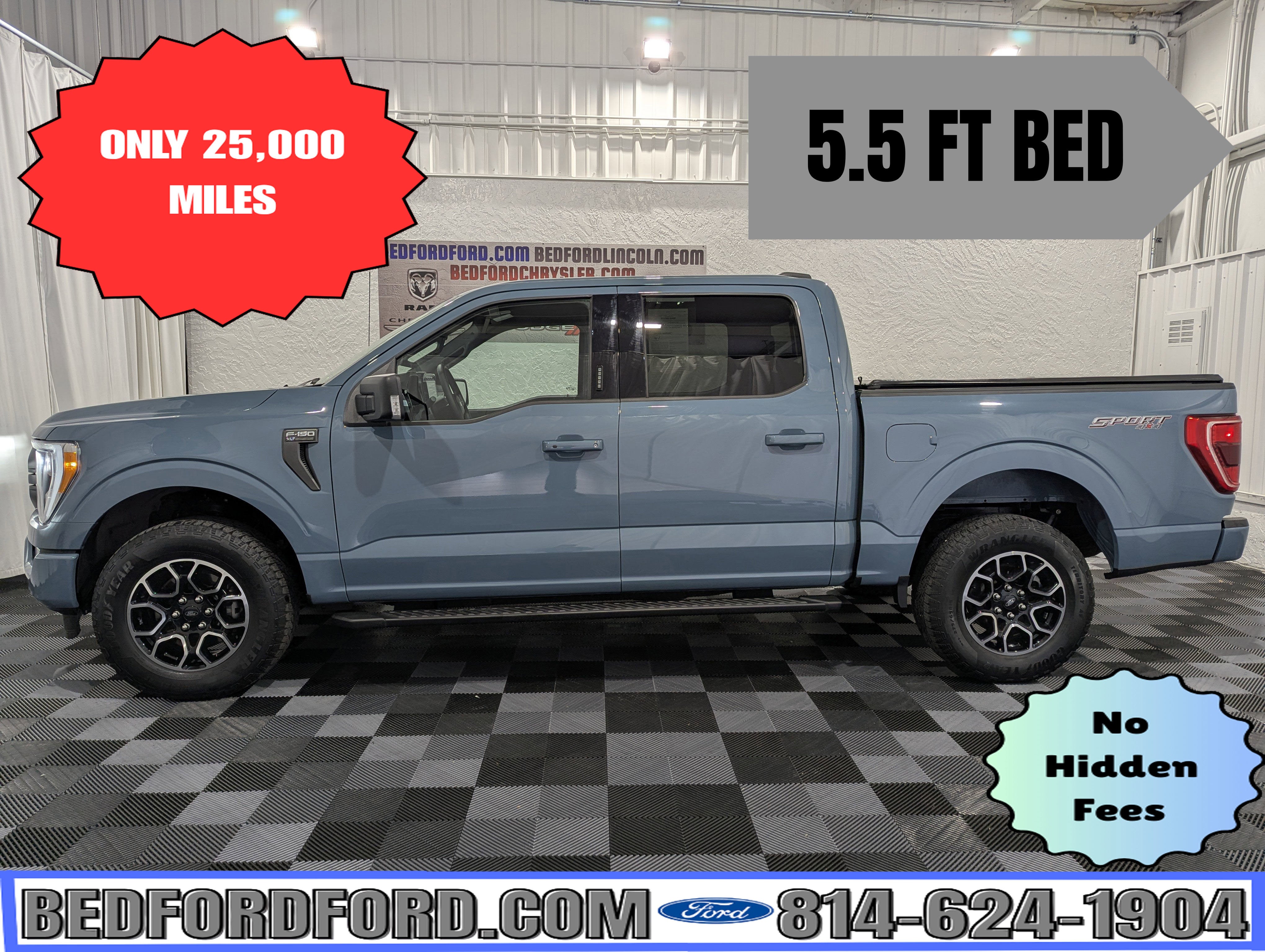 2023 Ford F-150 XLT in Area 51 Blue — front three-quarter view