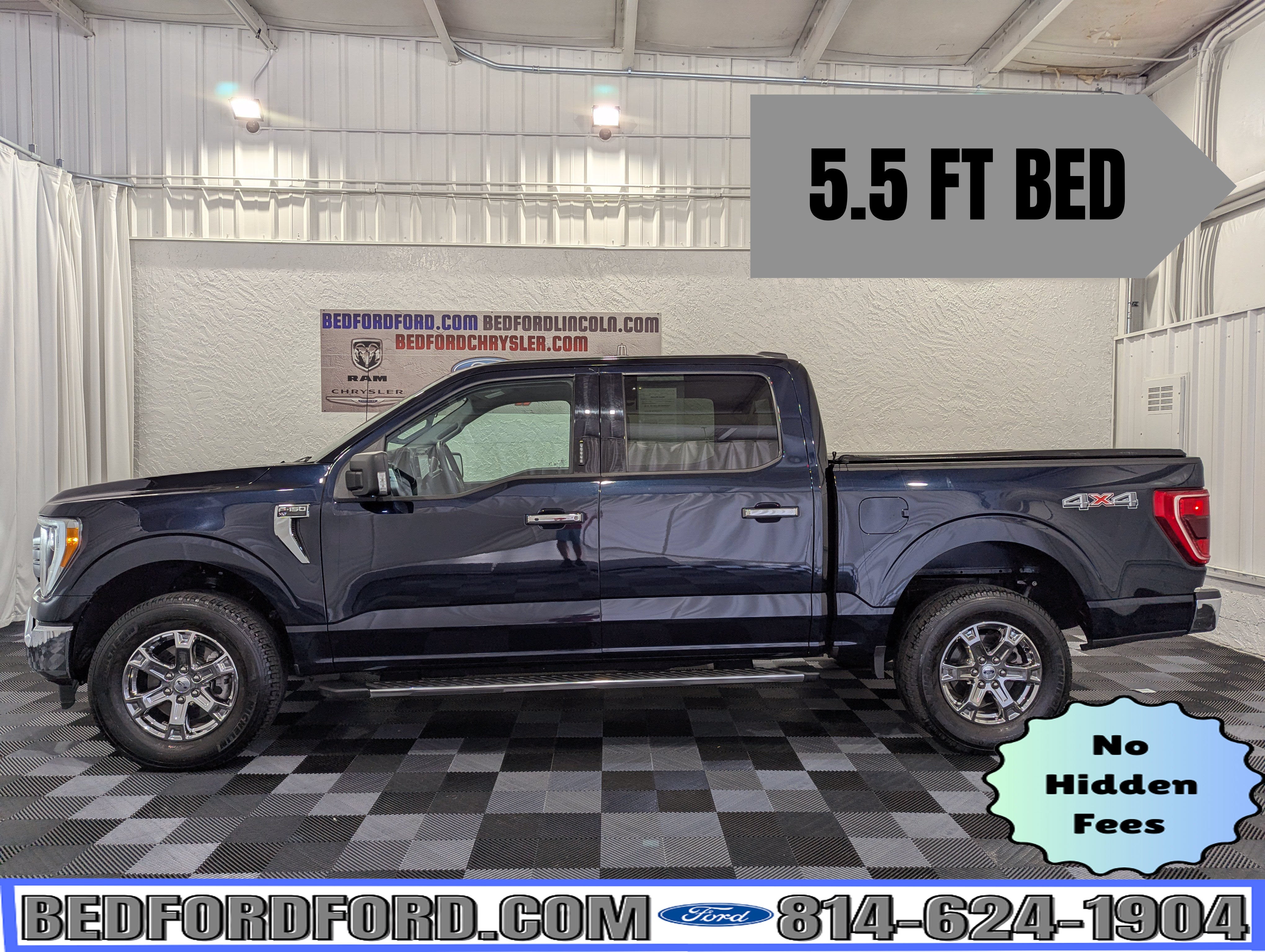 2023 Ford F-150 XLT in Antimatter Blue Metallic — front three-quarter view