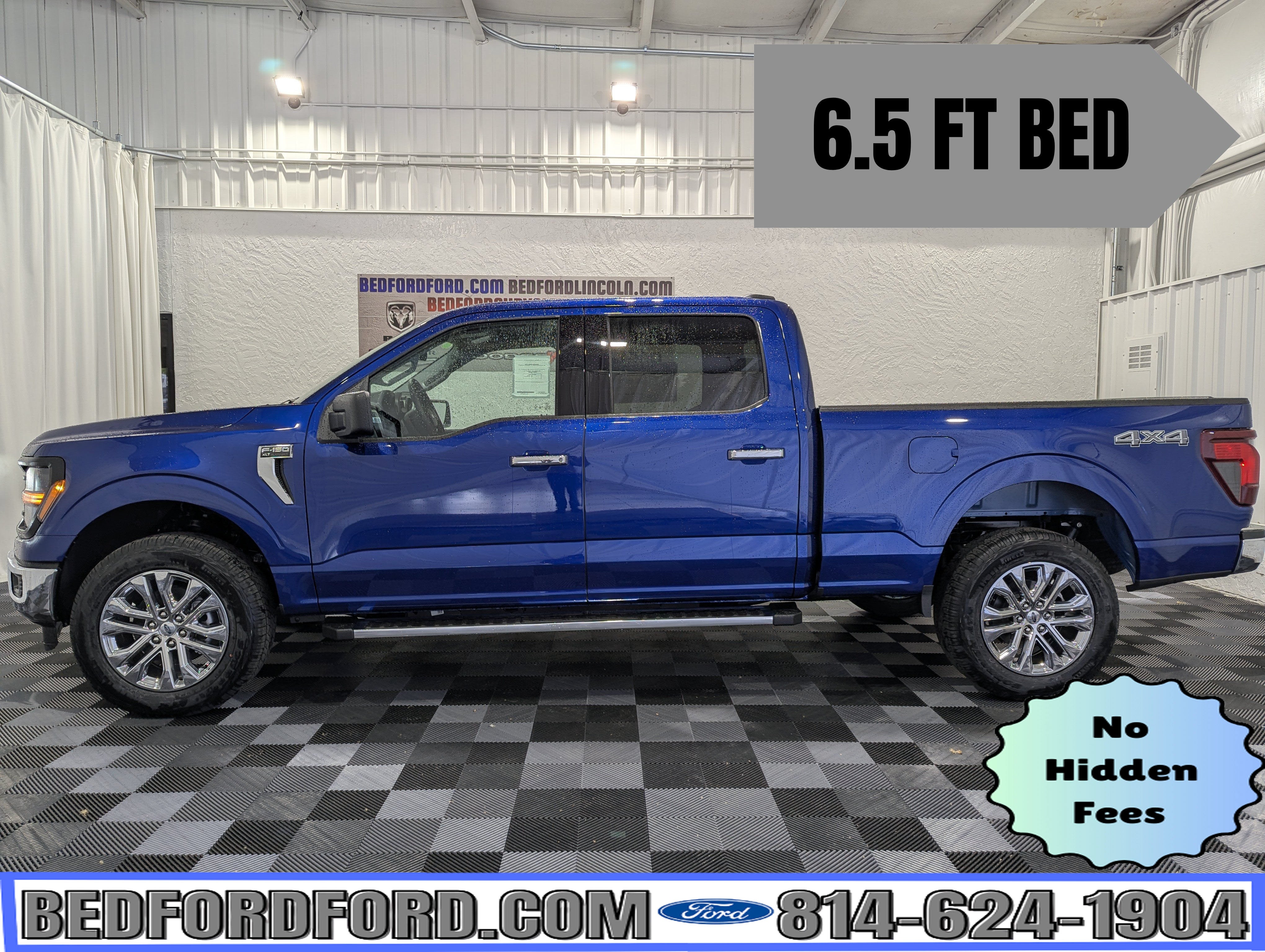 2026 Ford F-150 XLT in Argon Blue Metallic — front three-quarter view