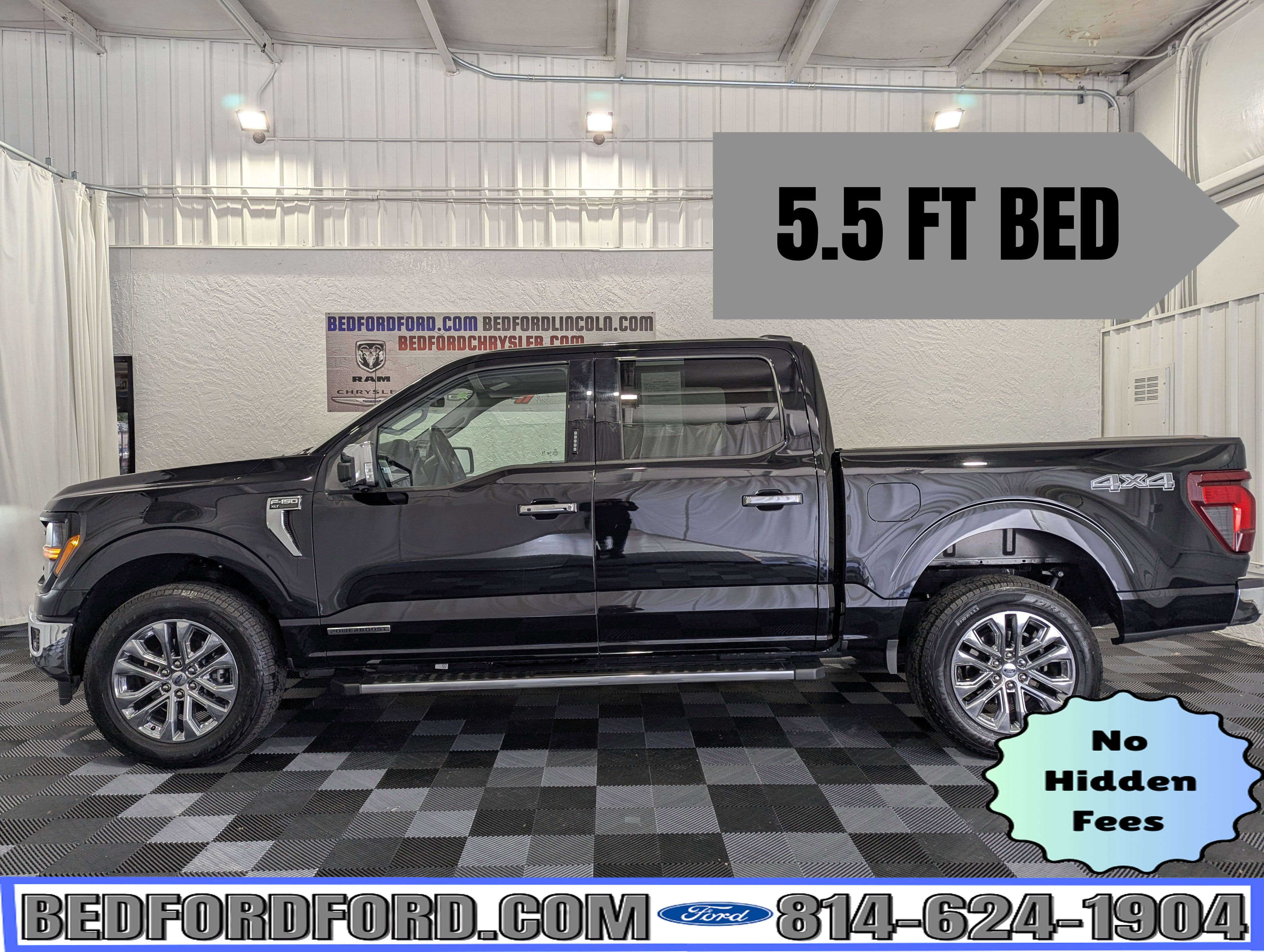 2024 Ford F-150 XLT in Agate Black Metallic — front three-quarter view