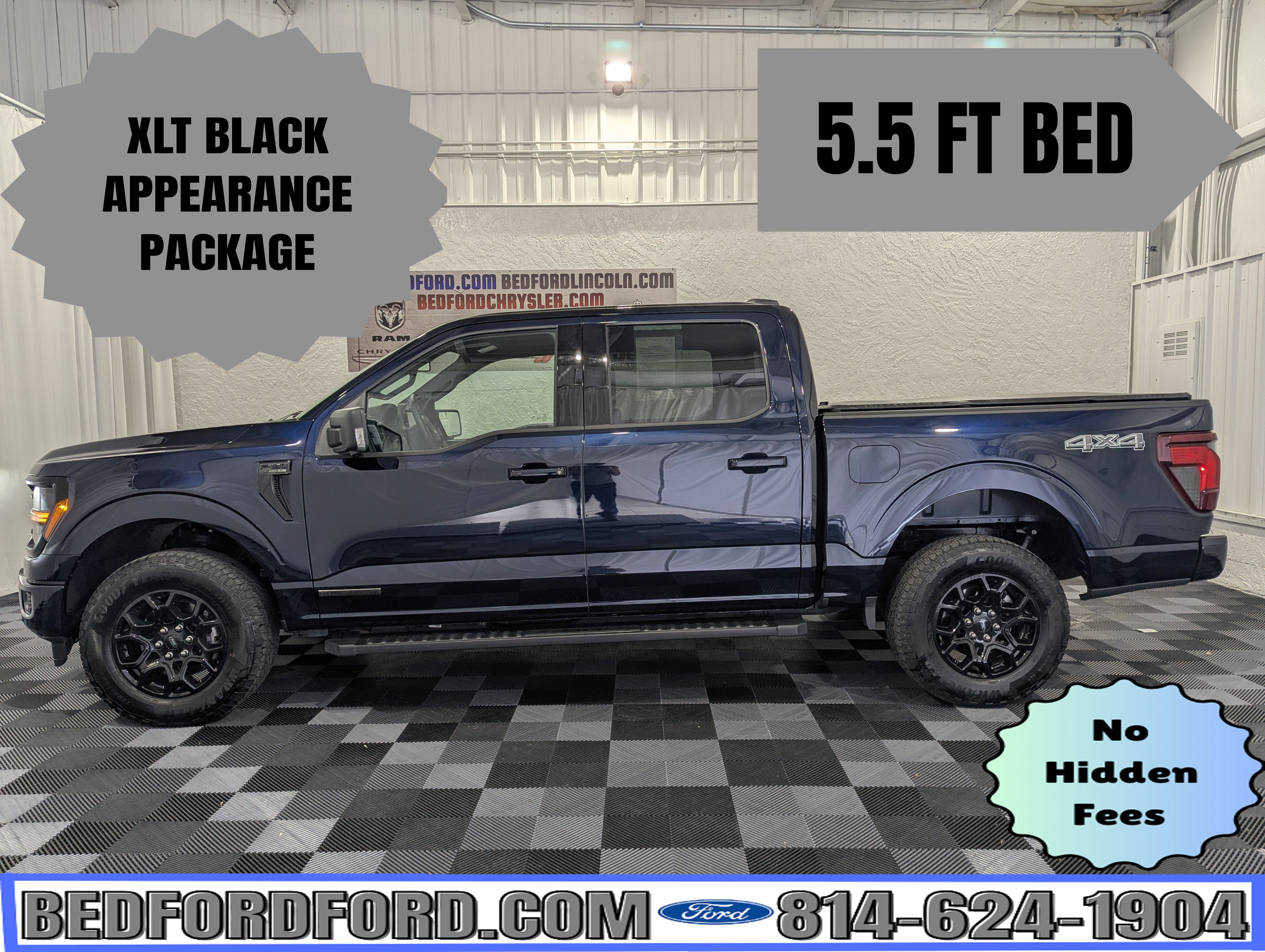 2025 Ford F-150 XLT in Antimatter Blue Metallic — front three-quarter view