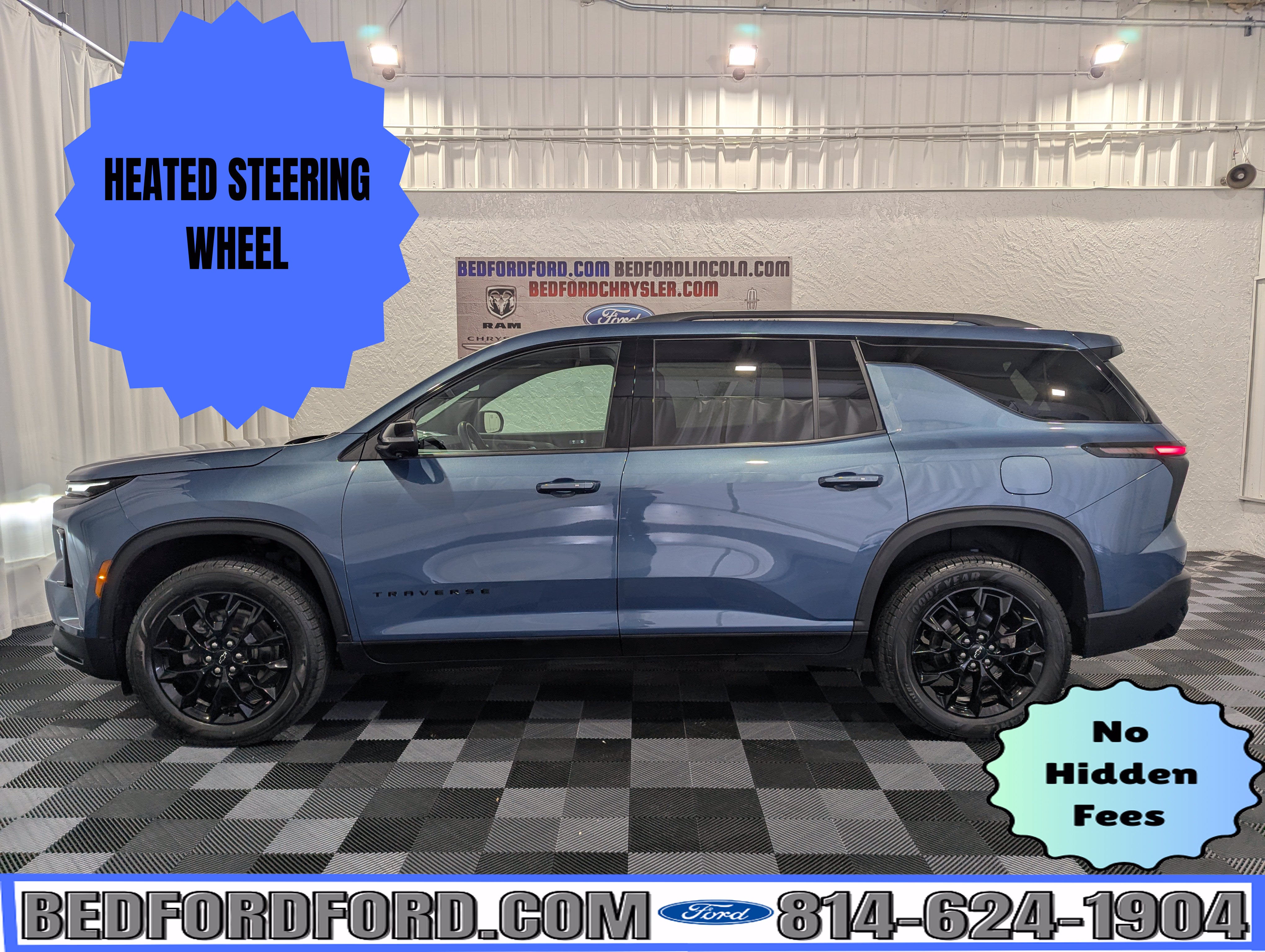 2024 Chevrolet Traverse LT AWD in Lakeshore Blue Metallic — front three-quarter view