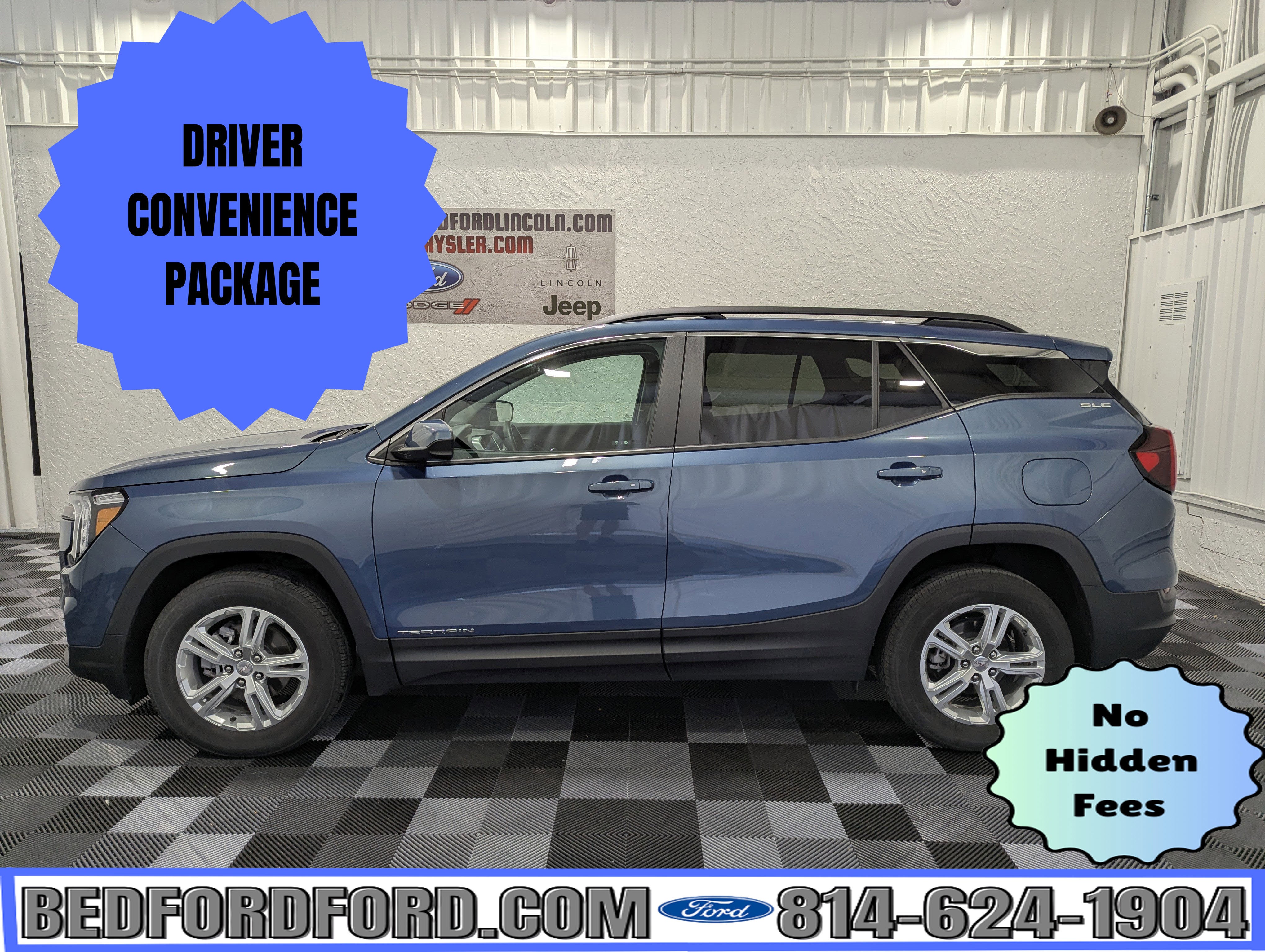 2024 GMC Terrain SLE AWD in Downpour Metallic — front three-quarter view