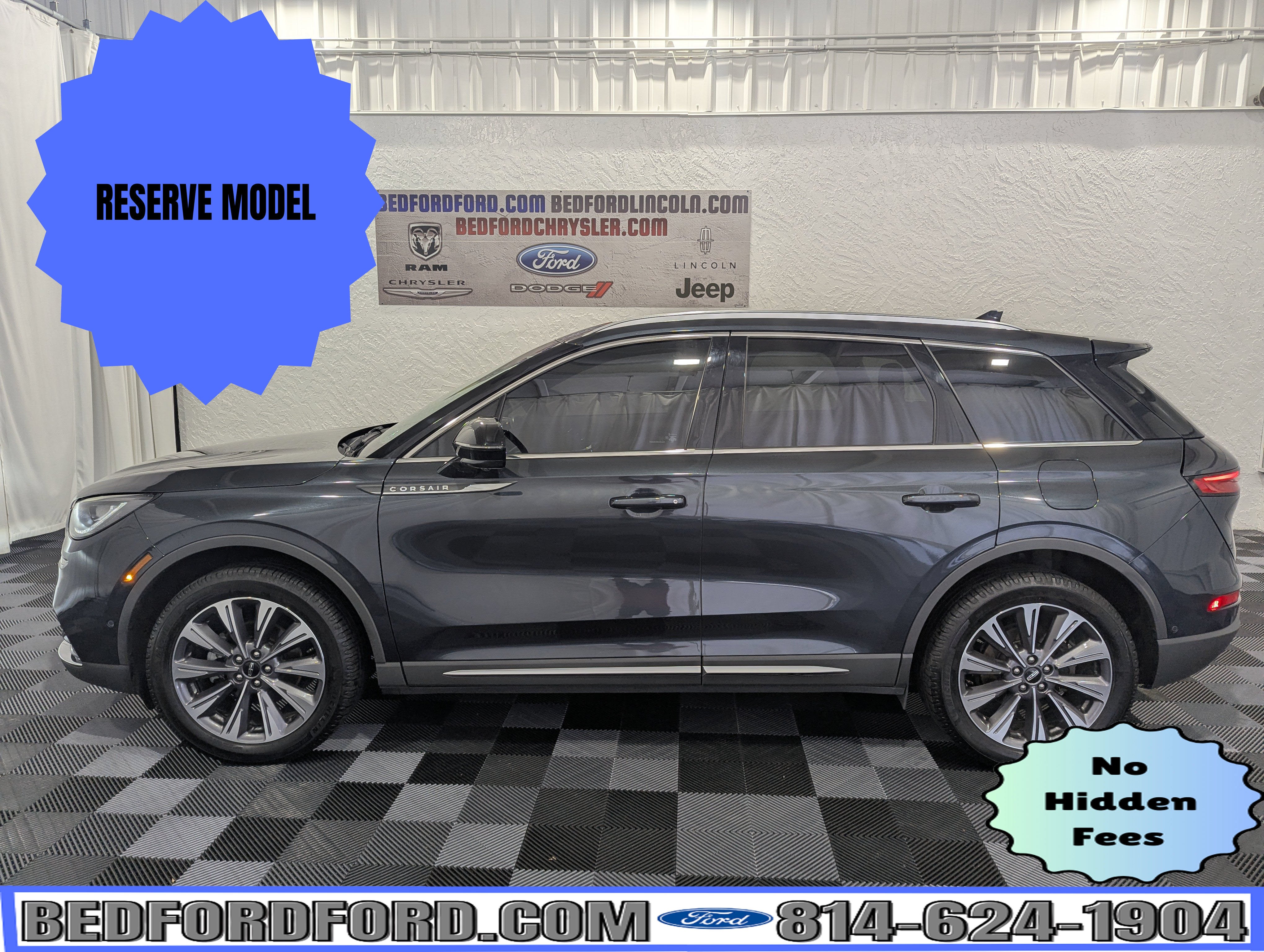 2021 Lincoln Corsair Reserve AWD in Flight Blue — front three-quarter view