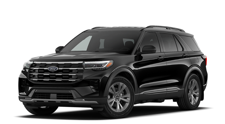2026 Ford Explorer Active in Agate Black Metallic — front three-quarter view